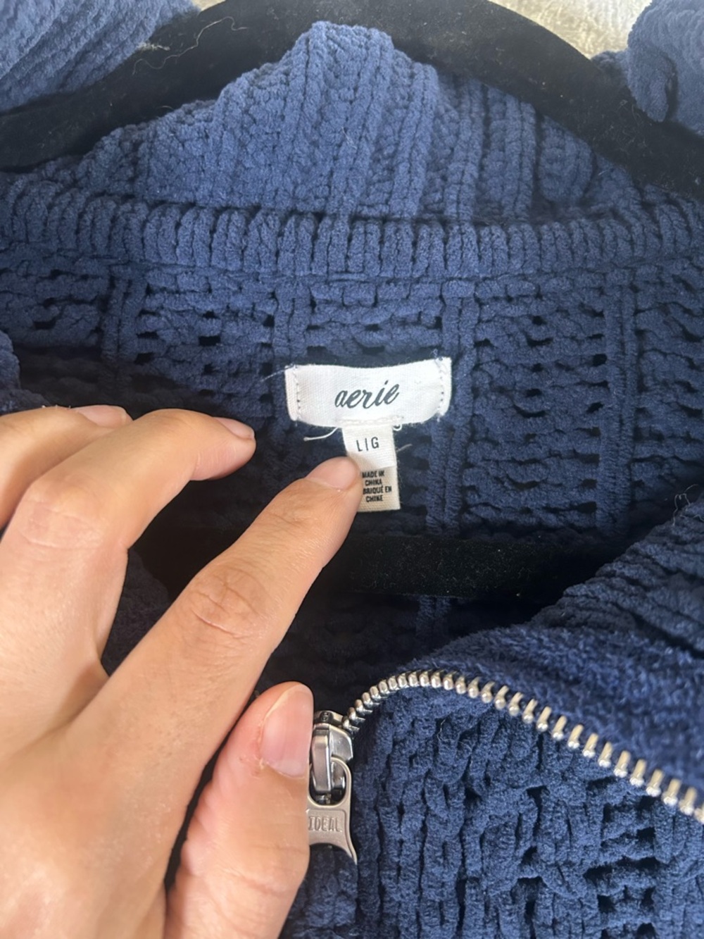 Aerie Navy Cable-Knit Half-Zip oversized Pullover Sweater - Picture 6 of 14